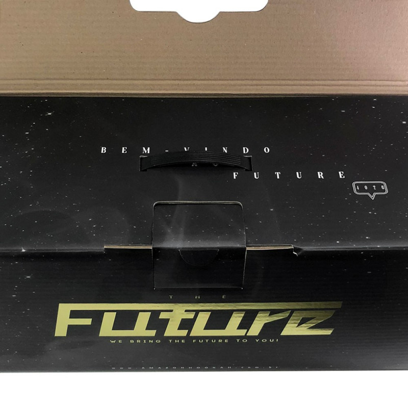 Narguile Amazon Future Preto Onix Amarelo Metal Preto Vaso Transparente Rigado